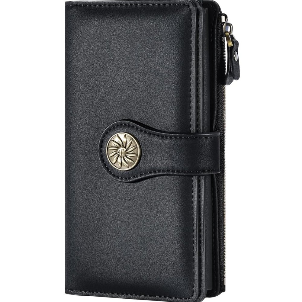 Travelambo Womens RFID Blocking Large Capacity Waxed Genuine Leather wallet.